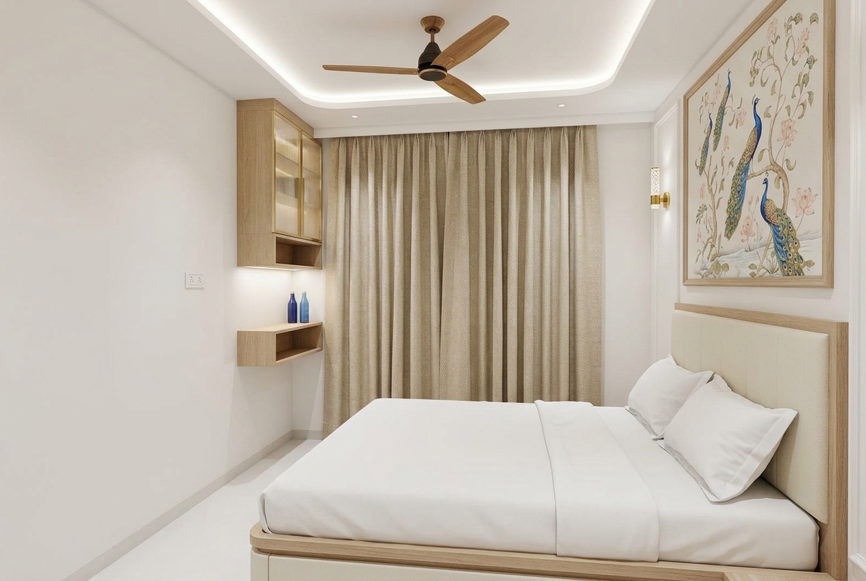 Radha Krishna Kunj, Hiranandani Thane — Guest bedroom approved 3D render