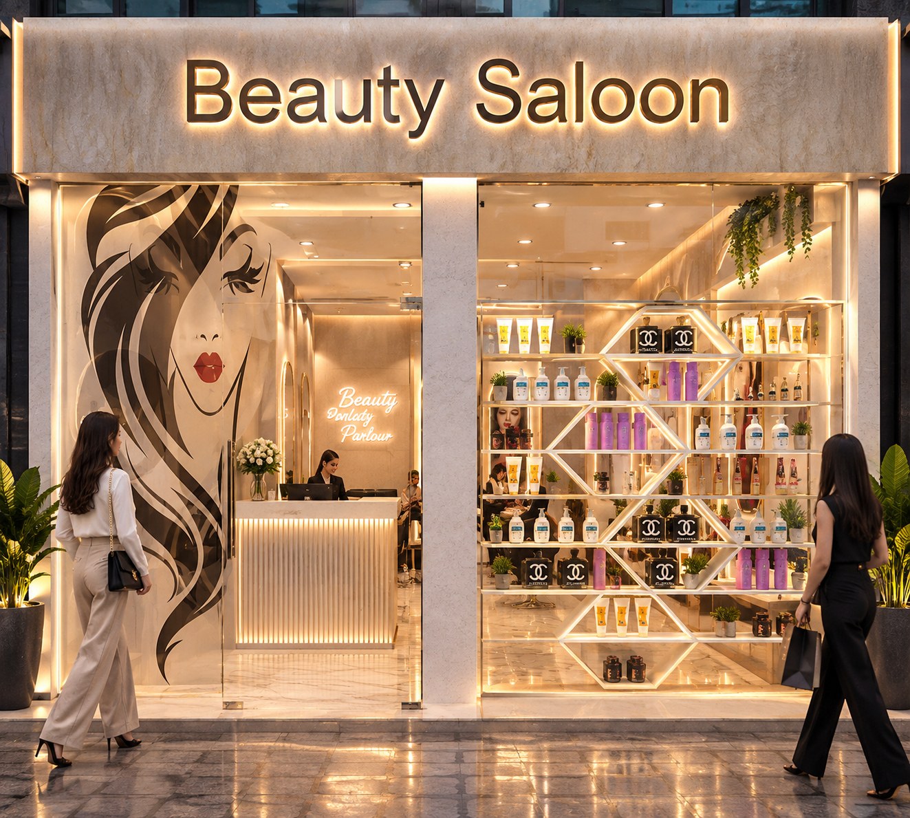 Beauty Salon, Spa & Cosmetics Boutique — Street facade approved 3D render