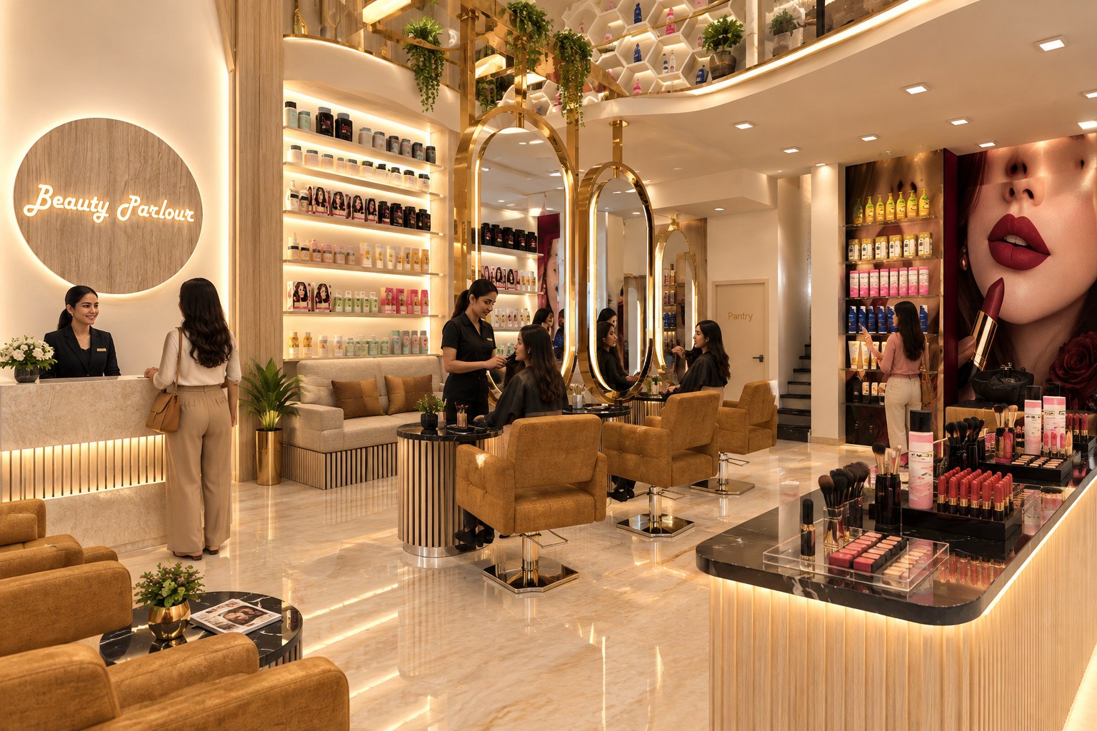 Beauty Salon, Spa & Cosmetics Boutique — approved 3D render